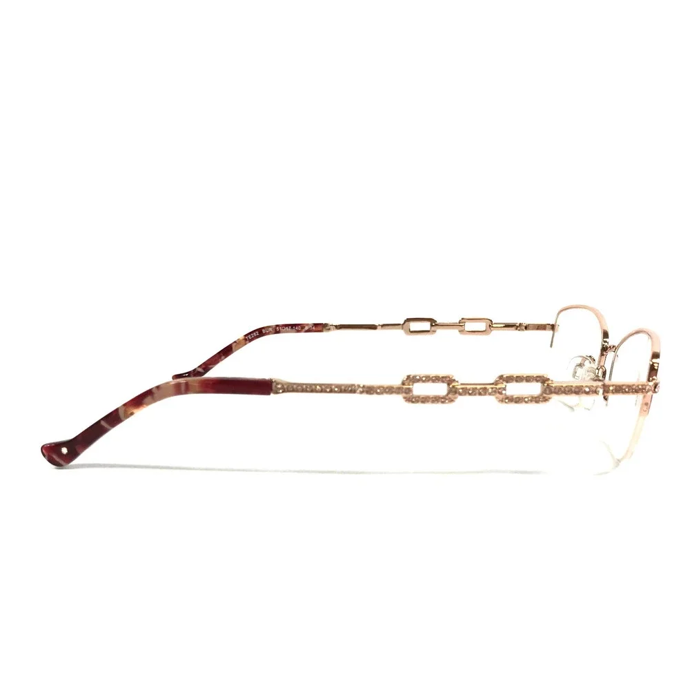 Tura Brilliance Eyeglasses Frames TE282 BUR Burgundy Rose Gold Crystal 51-17-140